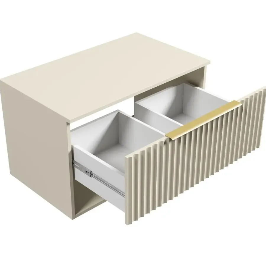 Badplaats Wastafelkast Kelo 80 cm - Beige - Badmeubel met 1 Lade en Open Vak