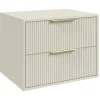 Wastafelkasten-Badplaats Wastafelkast Rimini 60 cm – Beige – Hangend Badmeubel met 2 Lades en