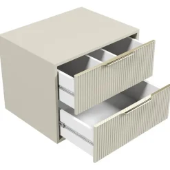 Wastafelkasten-Badplaats Wastafelkast Rimini 60 cm – Beige – Hangend Badmeubel met 2 Lades en