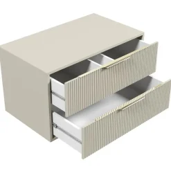 Badplaats Wastafelkast Rimini 80 cm – Beige – Hangend Badmeubel met 2 Lades en