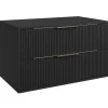 Badplaats Wastafelkast Rimini 80 cm – Mat Zwart – Hangend Badmeubel met 2 Lades