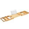 ACAZA Badplank met Boekenhouder – Uitschuifbare Bad Brug – 75 tot 109 cm Breed
