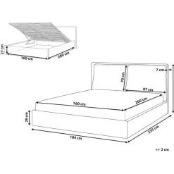 2-Persoons Bedden-Beliani BAJONNA - Bed met opbergruimte - Beige - 160 x 200 cm - Fluweel