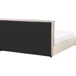 2-Persoons Bedden-Beliani BAJONNA - Bed met opbergruimte - Beige - 160 x 200 cm - Fluweel