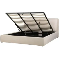 Beliani BAJONNA - Bed met opbergruimte - Lichtbeige - 180 x 200 cm - Polyester