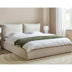Beliani BAJONNA - Bed met opbergruimte - Lichtbeige - 180 x 200 cm - Polyester