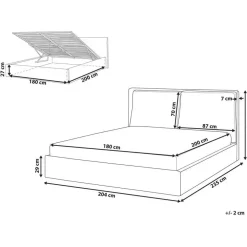Beliani BAJONNA - Bed met opbergruimte - Lichtbeige - 180 x 200 cm - Polyester