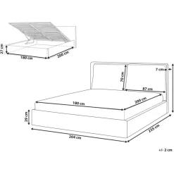 Beliani BAJONNA - Bed met opbergruimte - Lichtbeige - 180 x 200 cm - Polyester
