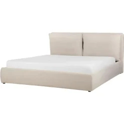 Beliani BAJONNA - Bed met opbergruimte - Lichtbeige - 180 x 200 cm - Polyester