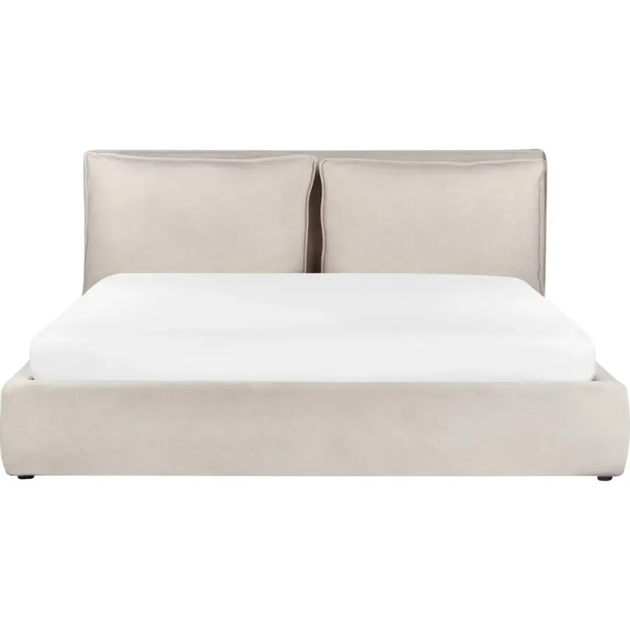 Beliani BAJONNA - Bed met opbergruimte - Lichtbeige - 180 x 200 cm - Polyester