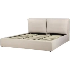 Beliani BAJONNA - Bed met opbergruimte - Lichtbeige - 180 x 200 cm - Polyester