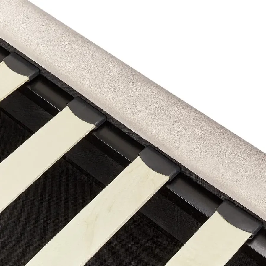 Beliani BAJONNA - Bed met opbergruimte - Lichtbeige - 180 x 200 cm - Polyester