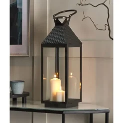 Beliani BALI - Lantaarn - Zwart - RVS