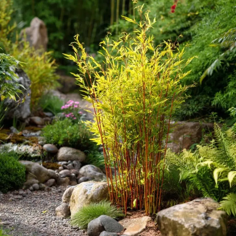 Plant in a Box Bamboe - Fargesia nitida 'Red Dragon' - Hoogte 50-70cm - ⌀17cm