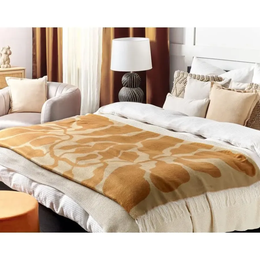 Plaids-Beliani BANGRE - Plaid - Oranje - 130 x 170 cm - Polyester