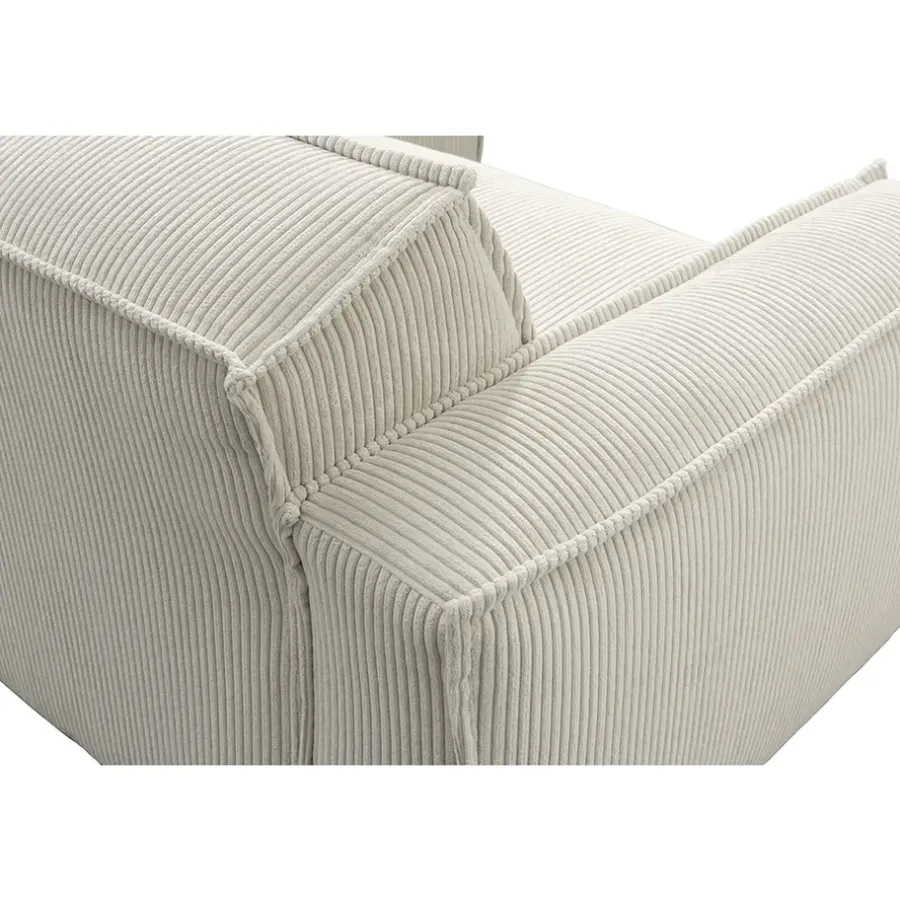 Hoekbanken-Leen Bakker Bank Brooklyn met chaise longue rechts - Soop - crème