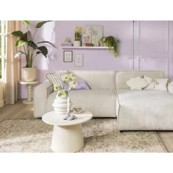 Hoekbanken-Leen Bakker Bank Brooklyn met chaise longue rechts - Soop - crème