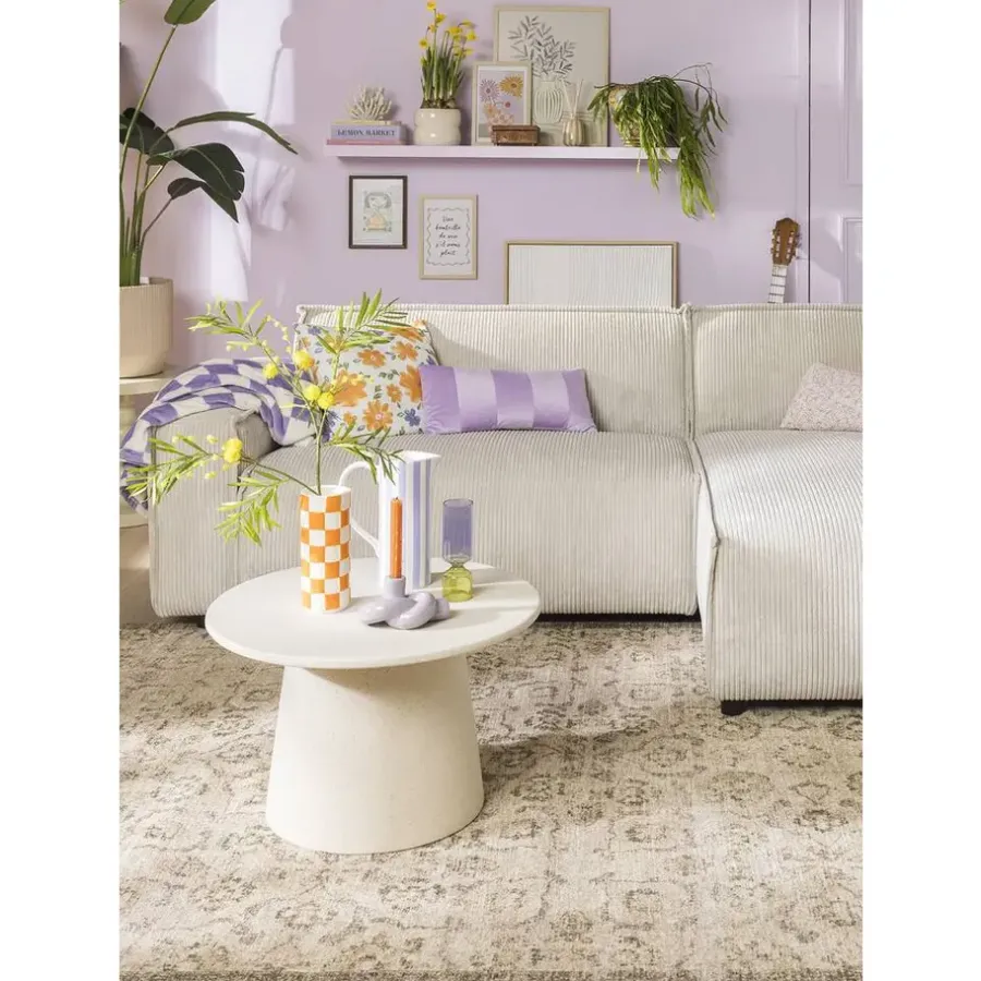 Hoekbanken-Leen Bakker Bank Brooklyn met chaise longue rechts - Soop - crème