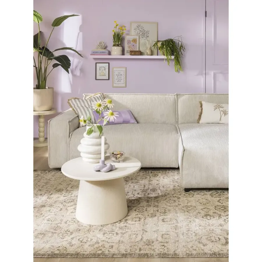 Hoekbanken-Leen Bakker Bank Brooklyn met chaise longue rechts - Soop - crème