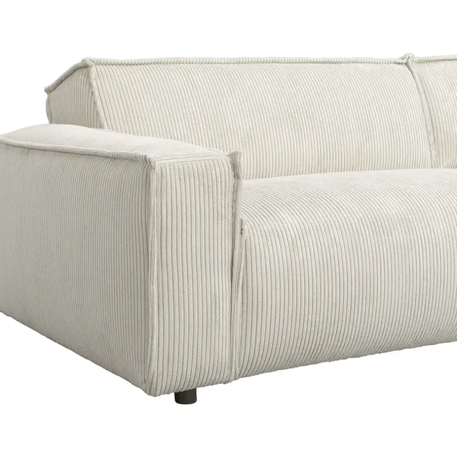 Hoekbanken-Leen Bakker Bank Brooklyn met chaise longue rechts - Soop - crème