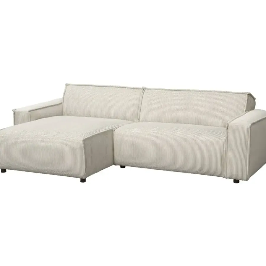 Leen Bakker Bank Brooklyn met chaise longue links - Soop - crème