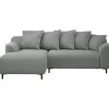 Leen Bakker Bank Elsa met chaise longue links - stof Eden - grijs
