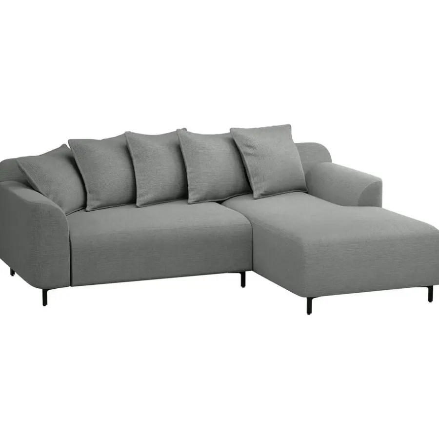 Hoekbanken-Leen Bakker Bank Elsa met chaise longue rechts - stof Eden - grijs