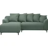 Leen Bakker Bank Elsa met chaise longue links - stof Eden - saliegroen