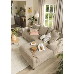 Hoekbanken-Leen Bakker Bank Elsa met chaise longue links - stof Anthology - taupe
