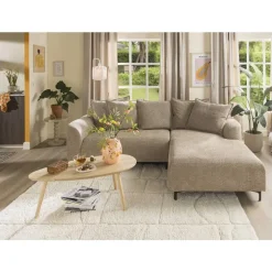 Hoekbanken-Leen Bakker Bank Elsa met chaise longue links - stof Anthology - taupe