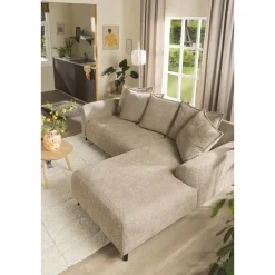 Hoekbanken-Leen Bakker Bank Elsa met chaise longue links - stof Anthology - taupe