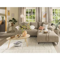 Hoekbanken-Leen Bakker Bank Elsa met chaise longue links - stof Anthology - taupe
