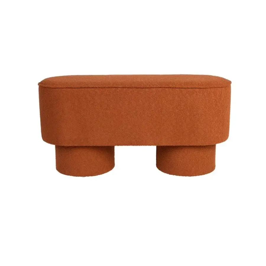 Hockers En Voetenbanken-Giga Living Bankje Rood Bouclé - 93x35x45cm - Halbankje - Marcos