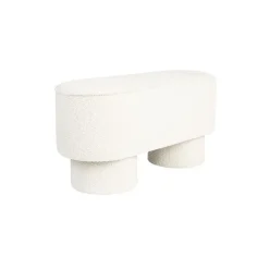 Hockers En Voetenbanken-Giga Living Bankje Wit Bouclé - 93x35x45cm - Halbankje - Marcos