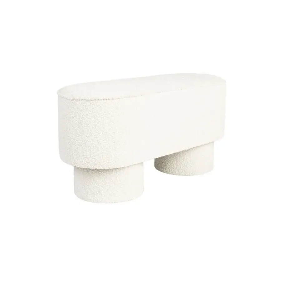 Hockers En Voetenbanken-Giga Living Bankje Wit Bouclé - 93x35x45cm - Halbankje - Marcos