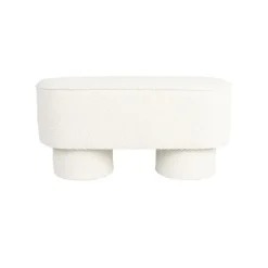 Hockers En Voetenbanken-Giga Living Bankje Wit Bouclé - 93x35x45cm - Halbankje - Marcos