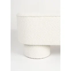 Hockers En Voetenbanken-Giga Living Bankje Wit Bouclé - 93x35x45cm - Halbankje - Marcos