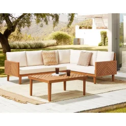 Beliani BARATTI - Loungeset voor 4 - Lichte houtkleur/Beige - Acaciahout