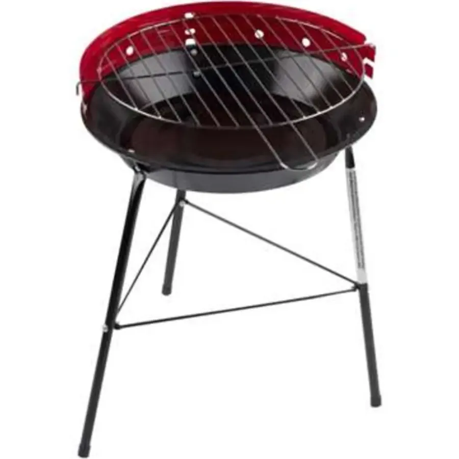 Merkloos Barbecue - houtskool BBQ - driepoot - zwart/ rood - 33 x 43 cm
