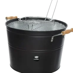 Barbecues En Accessoires-Merkloos Barbecue emmer - zwart - rond - 33 x 24 cm