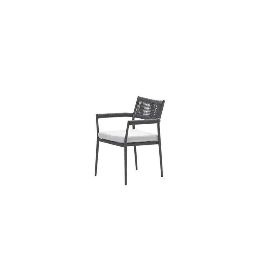 Tuinstoelen-Garden Impressions Barcelona dining fauteuil - c. black - dark grey - valley sand