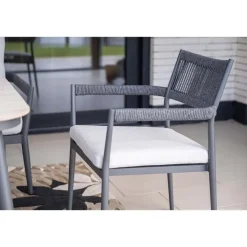 Tuinstoelen-Garden Impressions Barcelona dining fauteuil - c. black - dark grey - valley sand