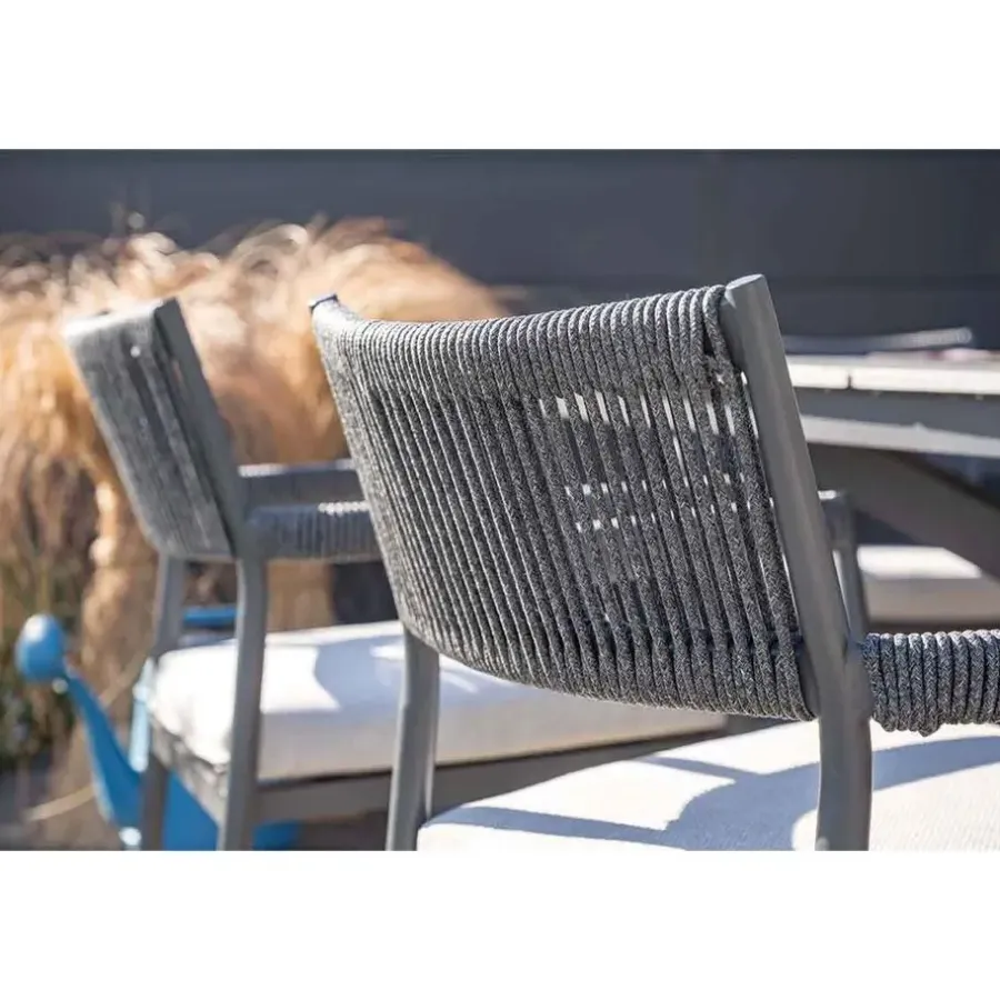 Tuinstoelen-Garden Impressions Barcelona dining fauteuil - c. black - dark grey - valley sand