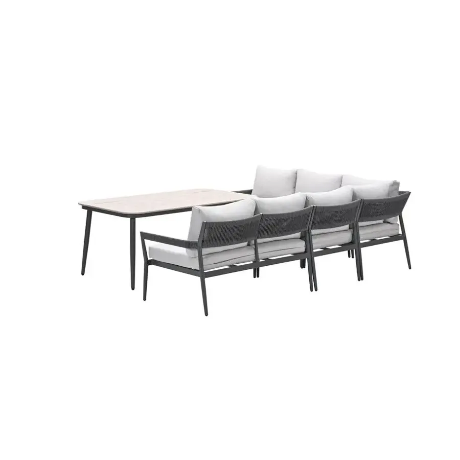 Garden Impressions Barcelona lounge-diningset -5-dlg. - c. black -dark grey - valley sand