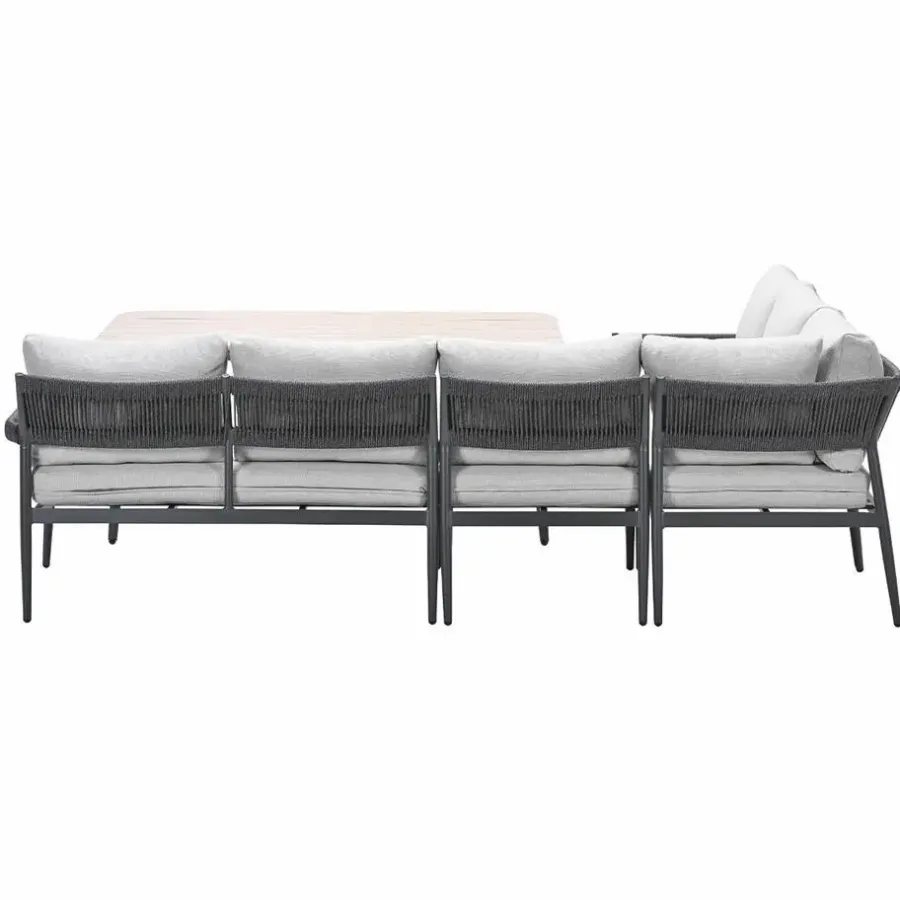 Garden Impressions Barcelona lounge-diningset -5-dlg. - c. black -dark grey - valley sand