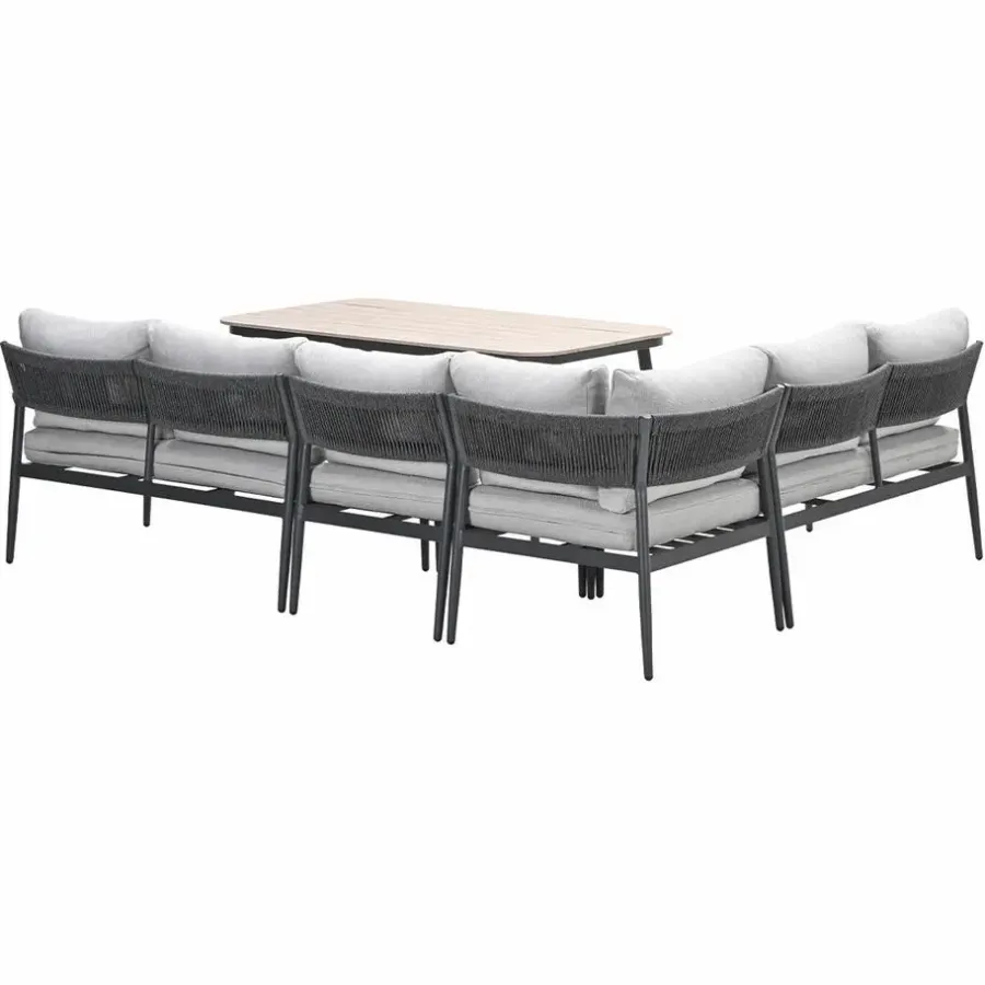 Garden Impressions Barcelona lounge-diningset -5-dlg. - c. black -dark grey - valley sand