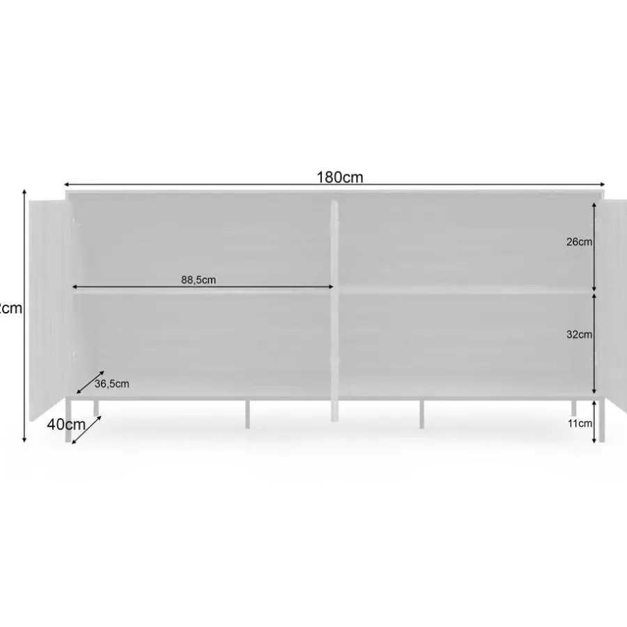Loft24 Bari - Dressoir met 4 deuren en eiken effect