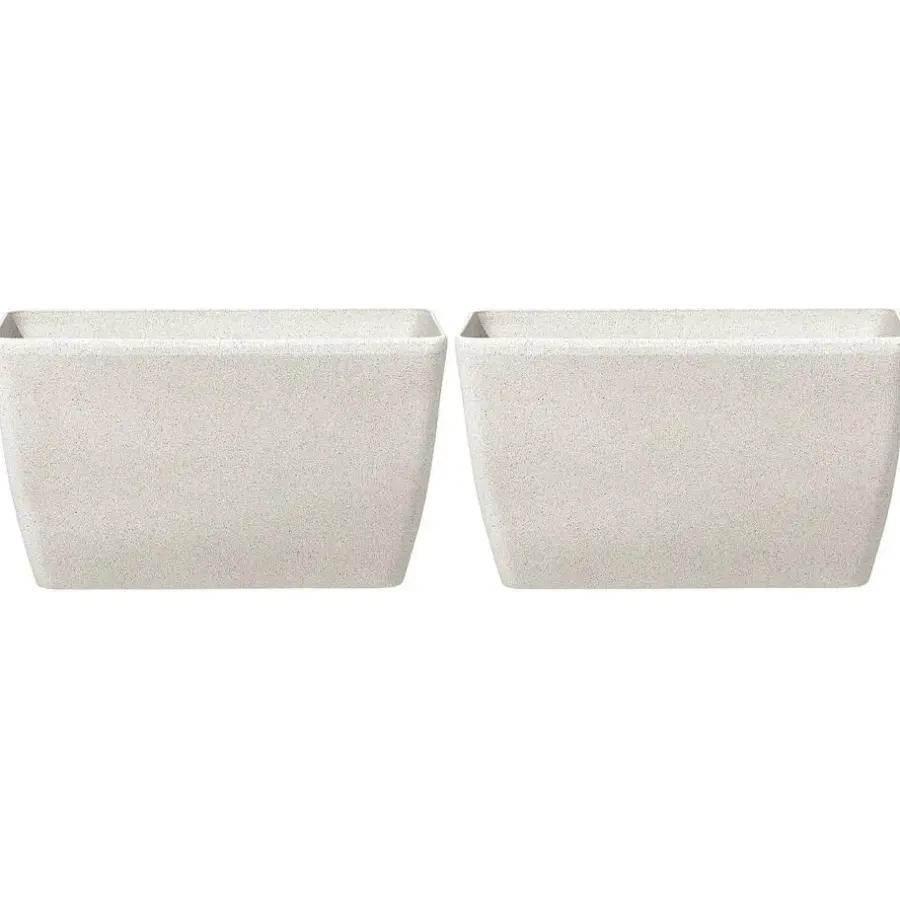 Bloempotten-Beliani BARIS - Bloempot set van 2 - Beige - Groot - Stenenmix