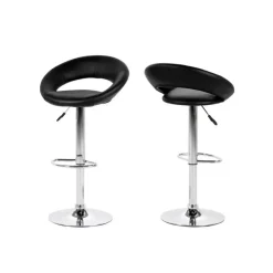 Barkrukken-Giga Living Barkruk - Zwart PU leer - Zithoogte 79cm - Trana - Set van 2