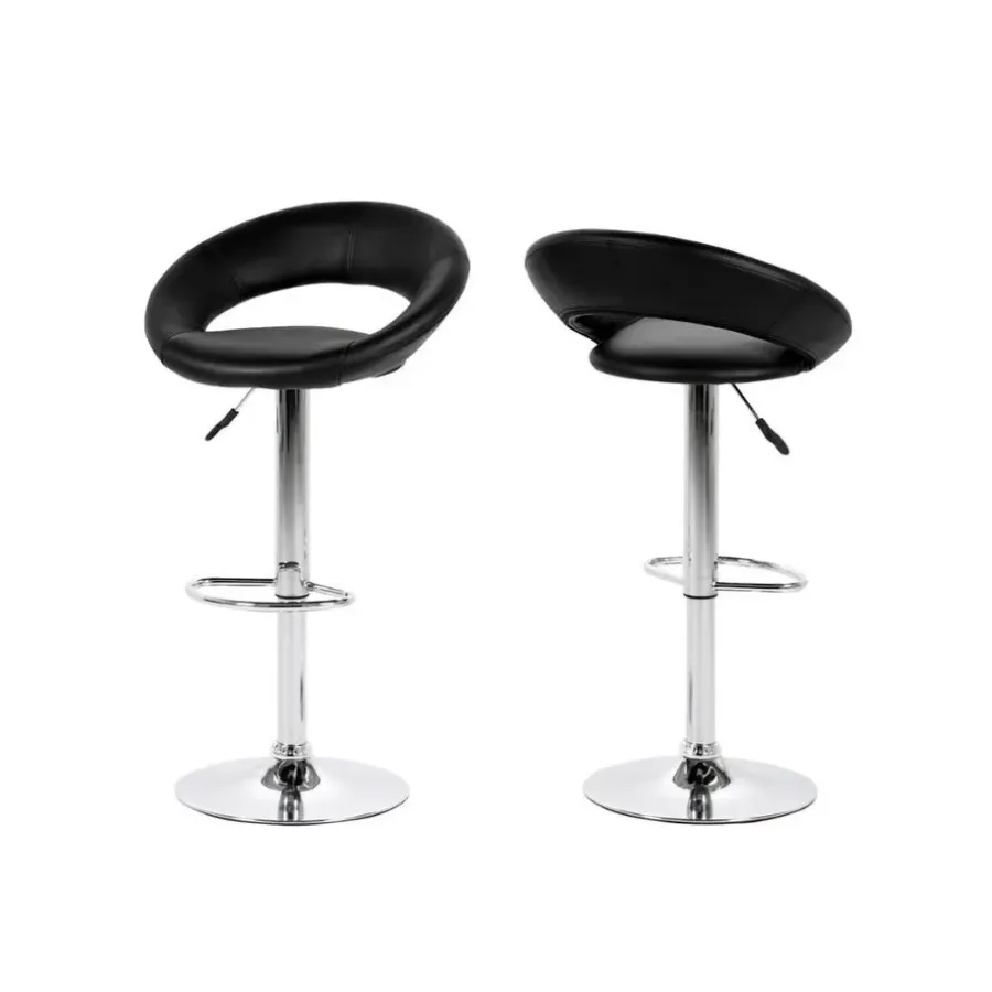 Barkrukken-Giga Living Barkruk - Zwart PU leer - Zithoogte 79cm - Trana - Set van 2